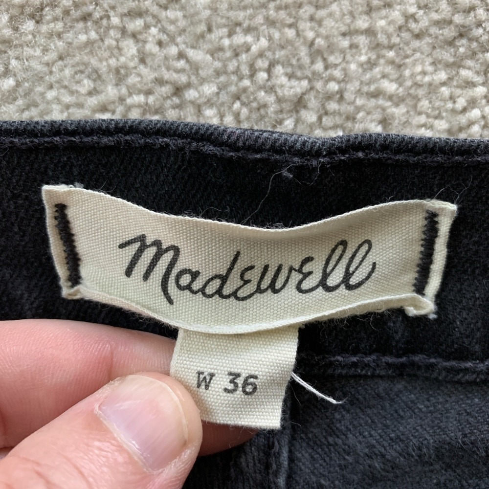 Madewell 9" Denim Shorts in Everton Wash Mens 36 Black Raw Hem Summer Outdoor - Picture 3 of 12